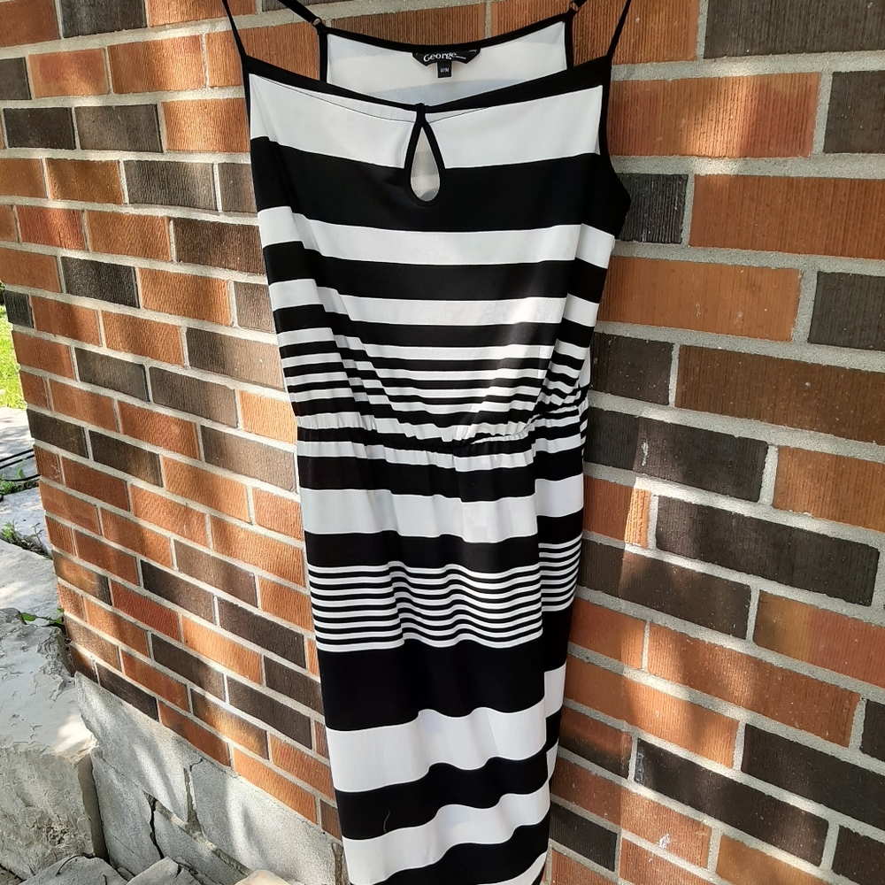 Black and white striped dress
